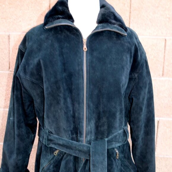 Wilsons Jackets & Blazers - VTG Wilsons Womens Black Fur Lined Suede Leather Parka Coat Jacket Womens